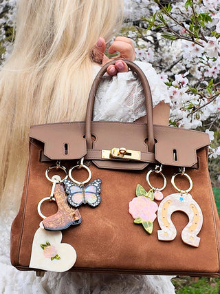 Solar Eclipse - Hand-painted Cowboy Boot Bag Charm & Keychain | Eco-Friendly