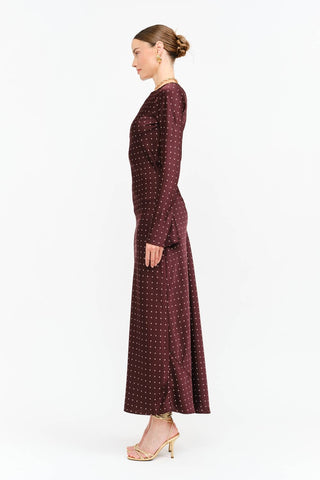 Breanna Burgundy Dot Dress