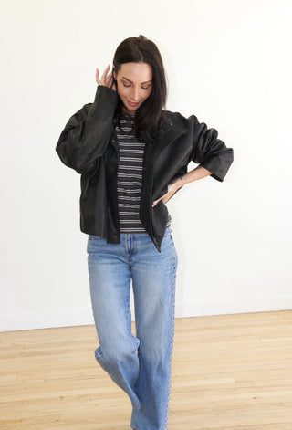 The Gia High Neck Leather Jacket