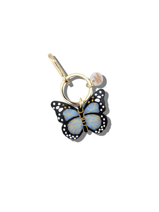 Hand-painted Baby Blue Monarch Bag Charm + Keychain | Eco-Friendly
