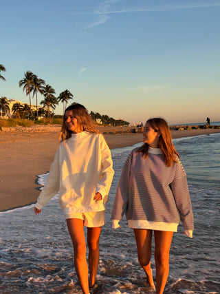 Sunkissed Coconut - Dark Navy Blue and White Big Striped Mockneck Sweatshirt-option1]-Fashion Pharmacy Boutique-Ada Oklahoma Clothing Store for Women