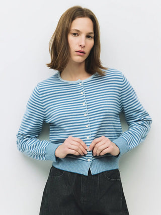 Leah Blue Striped Cardigan