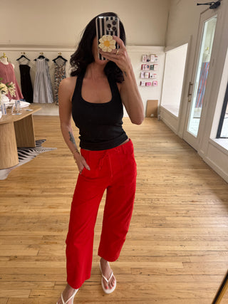 Pistola Sabrina Curved Utility Pants in Red