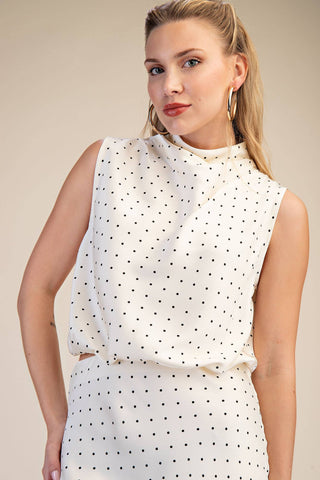 Jackie High Neck Top in Ivory