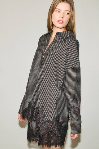 The Riot Lace Plaid Button Up