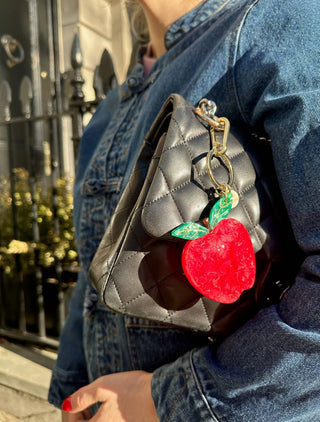 - Hand-painted Apple Bag Charm + Keychain | Eco-Friendly