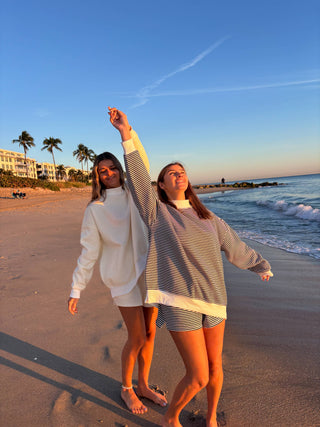 Sunkissed Coconut - Dark Navy Blue and White Big Striped Mockneck Sweatshirt-option1]-Fashion Pharmacy Boutique-Ada Oklahoma Clothing Store for Women
