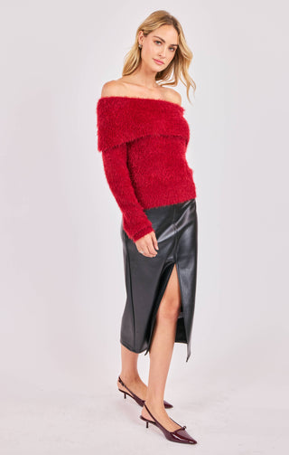 Tinsley Red Off Shoulder Sweater-Tops-option1]-Fashion Pharmacy Boutique-Ada Oklahoma Clothing Store for Women