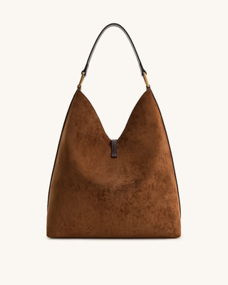 PREORDER-Aria Faux Suede Shoulder Bag - Brown