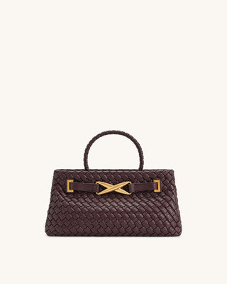 PREORDER-Elora Woven Tote Bag - Deep Burgundy