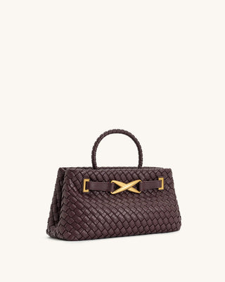 PREORDER-Elora Woven Tote Bag - Deep Burgundy