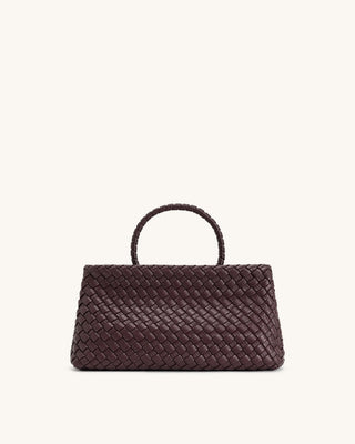PREORDER-Elora Woven Tote Bag - Deep Burgundy