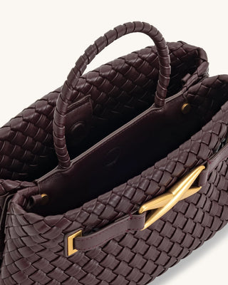 PREORDER-Elora Woven Tote Bag - Deep Burgundy