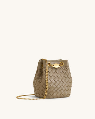 PREORDER- Yara Hand Woven Bucket Bag- Taupe