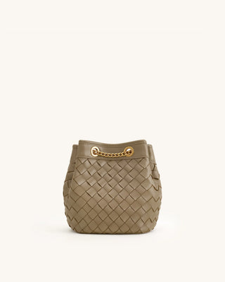 PREORDER- Yara Hand Woven Bucket Bag- Taupe