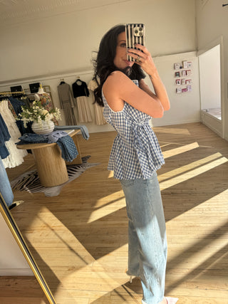 June Gingham Top In Blue