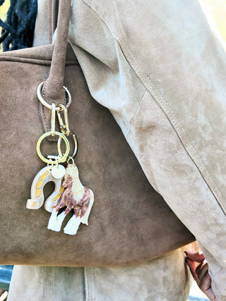 Hand-painted Lucky Horseshoe Bag Charm & Keychain | Western