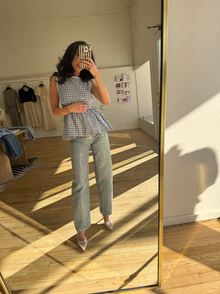June Gingham Top In Blue