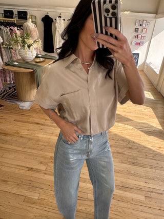 Hannah Collared Shirt in Beige