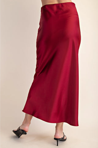 Simplistic Satin Skirt In Red