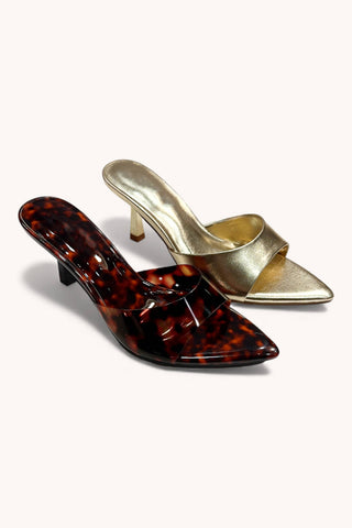 Tortoise Pointed Toe Kitten Heel