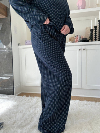 Sunkissed Coconut - Navy Blue Polka Dot Loungewear Pants-option1]-Fashion Pharmacy Boutique-Ada Oklahoma Clothing Store for Women