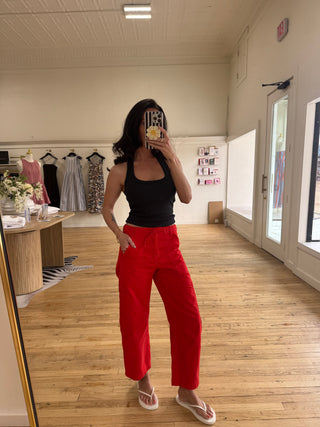 Pistola Sabrina Curved Utility Pants in Red