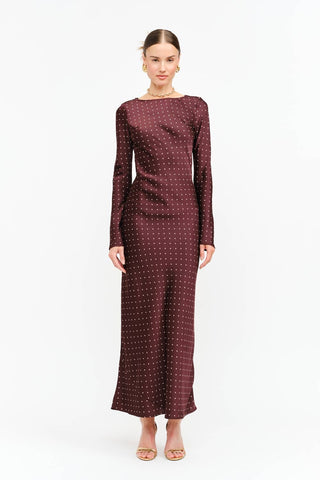 Breanna Burgundy Dot Dress