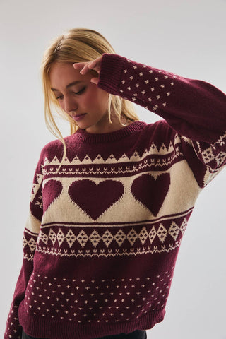 Shayla Heart Fair Isle Sweater