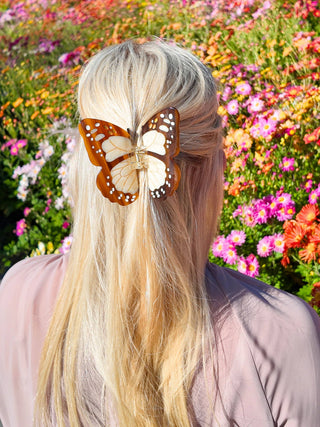 Solar Eclipse - Hand-painted Boho Monarch Claw Hair Clip | Eco-Friendly