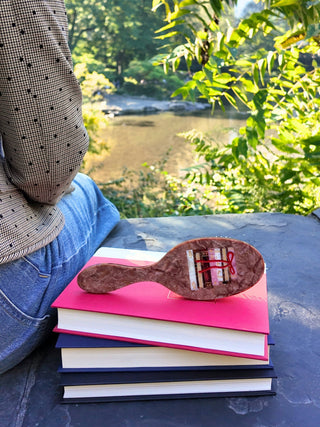 Solar Eclipse - Hand-painted Bow Book Stack Amazing Hair Day Brush | Eco-Friendly