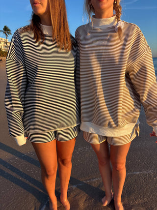 Sunkissed Coconut - Dark Navy Blue and White Big Striped Mockneck Sweatshirt-option1]-Fashion Pharmacy Boutique-Ada Oklahoma Clothing Store for Women