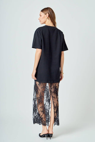 Sloane T-Shirt Lace Dress in Black