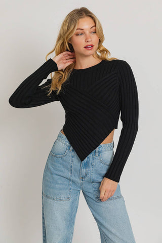 PRIM ASYMMETRICAL HEM SWEATER TOP-Tops-option1]-Fashion Pharmacy Boutique-Ada Oklahoma Clothing Store for Women