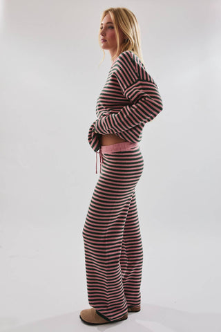 CANDY CREW NECK STRIPE SWEATER & WIDE LEG PANTS