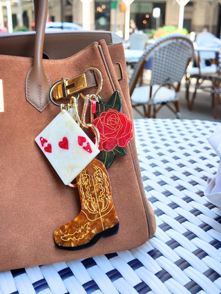 Solar Eclipse - Hand-painted Cowboy Boot Bag Charm & Keychain | Eco-Friendly