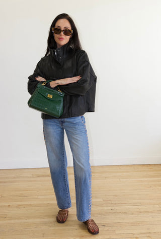 The Gia High Neck Leather Jacket