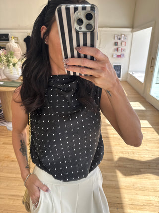 Jackie High Neck Top in Black