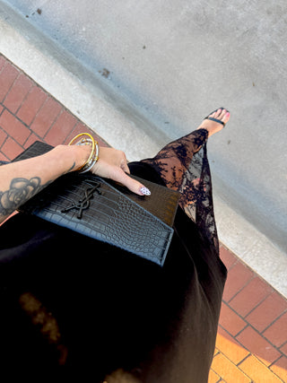Sloane T-Shirt Lace Dress in Black