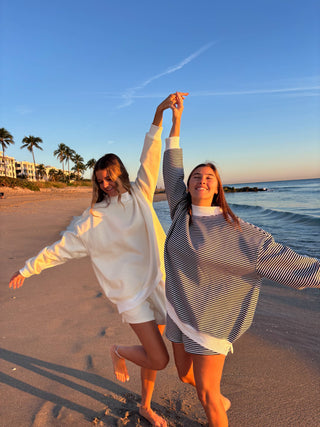 Sunkissed Coconut - Dark Navy Blue and White Big Striped Mockneck Sweatshirt-option1]-Fashion Pharmacy Boutique-Ada Oklahoma Clothing Store for Women