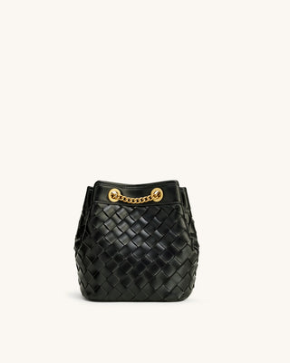 PREORDER- Yara Hand Woven Bucket Bag- Midnight Black