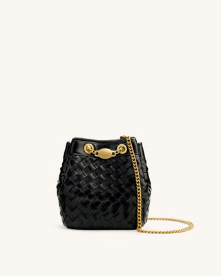 PREORDER- Yara Hand Woven Bucket Bag- Midnight Black