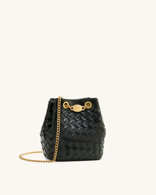 PREORDER- Yara Hand Woven Bucket Bag- Midnight Black