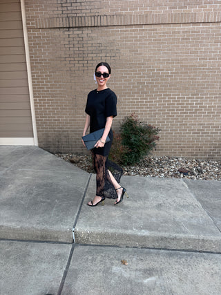 Sloane T-Shirt Lace Dress in Black