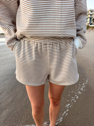 Sunkissed Coconut - Brown and White Big Striped Shorts-option1]-Fashion Pharmacy Boutique-Ada Oklahoma Clothing Store for Women