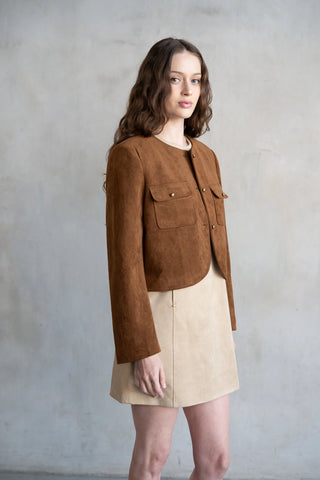 The Kami Timeless Suede Utility Cropped Jacket-Tops-option1]-Fashion Pharmacy Boutique-Ada Oklahoma Clothing Store for Women