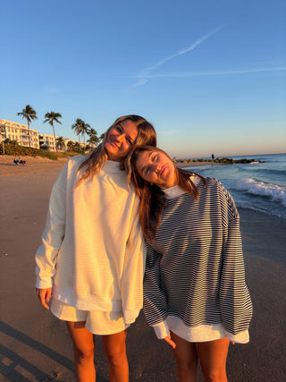 Sunkissed Coconut - Dark Navy Blue and White Big Striped Mockneck Sweatshirt-option1]-Fashion Pharmacy Boutique-Ada Oklahoma Clothing Store for Women
