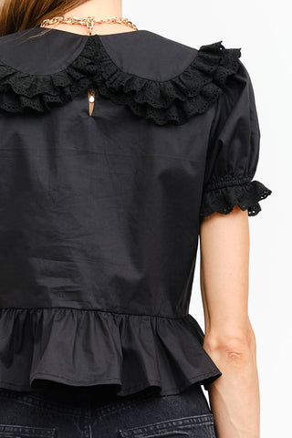 Gia Ruffled Blouse In Black