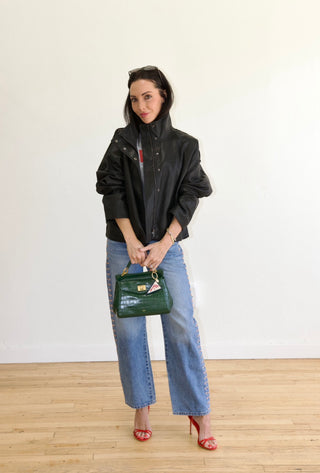 The Gia High Neck Leather Jacket