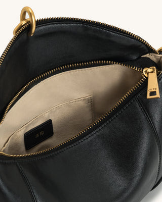 PREORDER-Jayla Metal Pendant Embellished Shoulder Bag -  Midnight Black